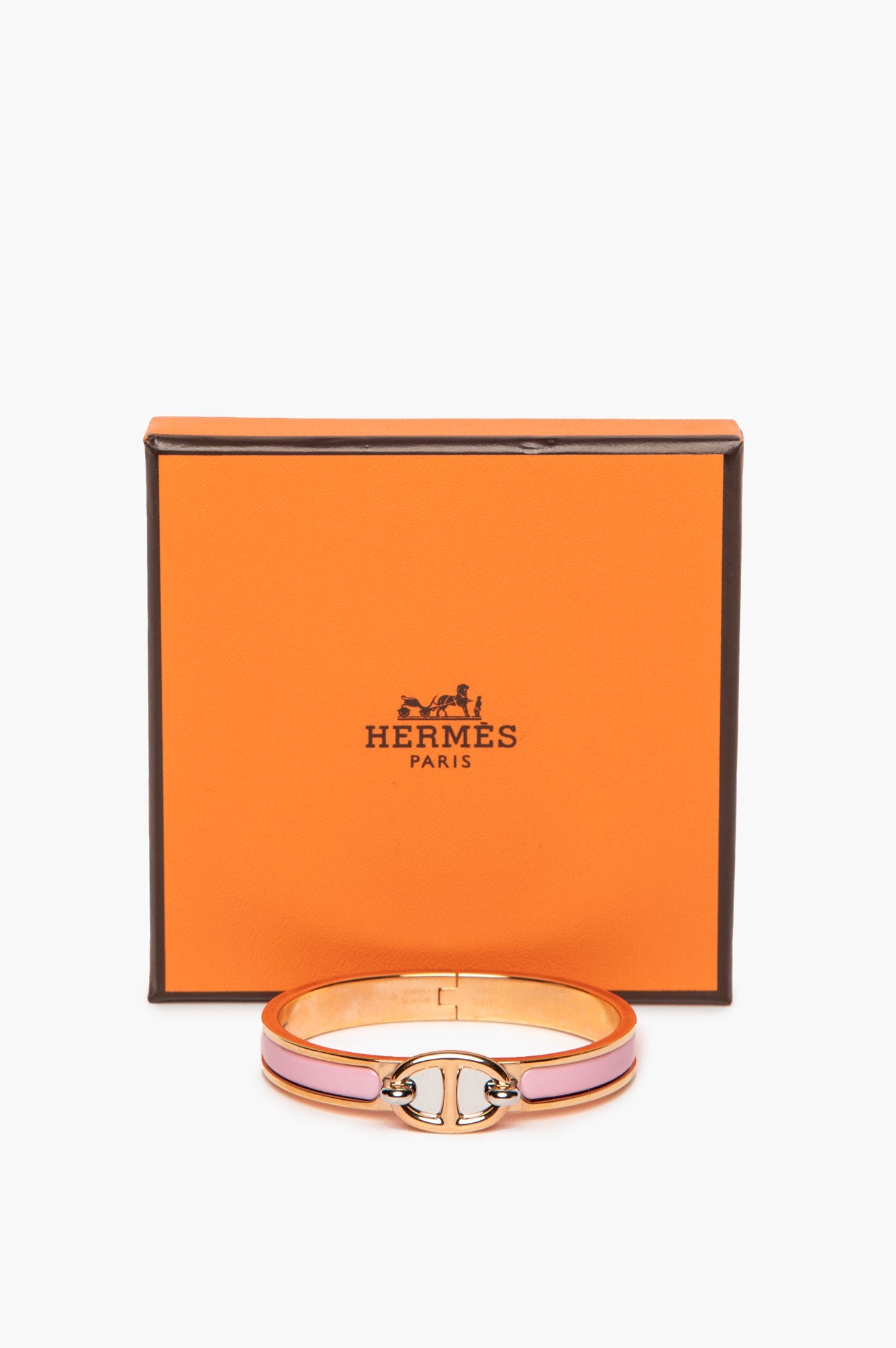 Hermès Rose Gold Plated Rose Fever Mini Clic Chaine d'Ancre Bracelet PM