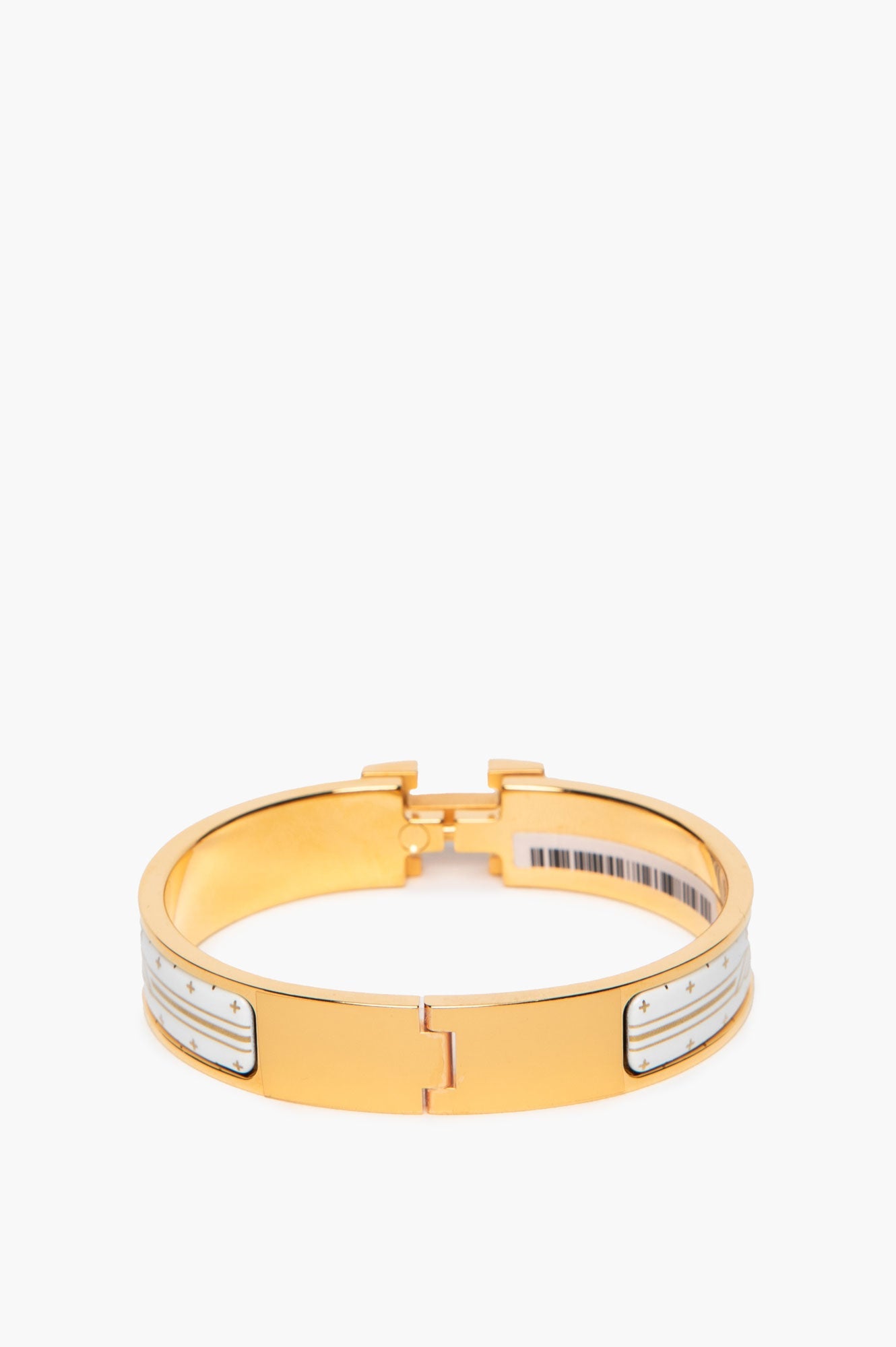 Hermès Yellow Gold Plated White Clic H Quadrige Au Fil Bracelet PM