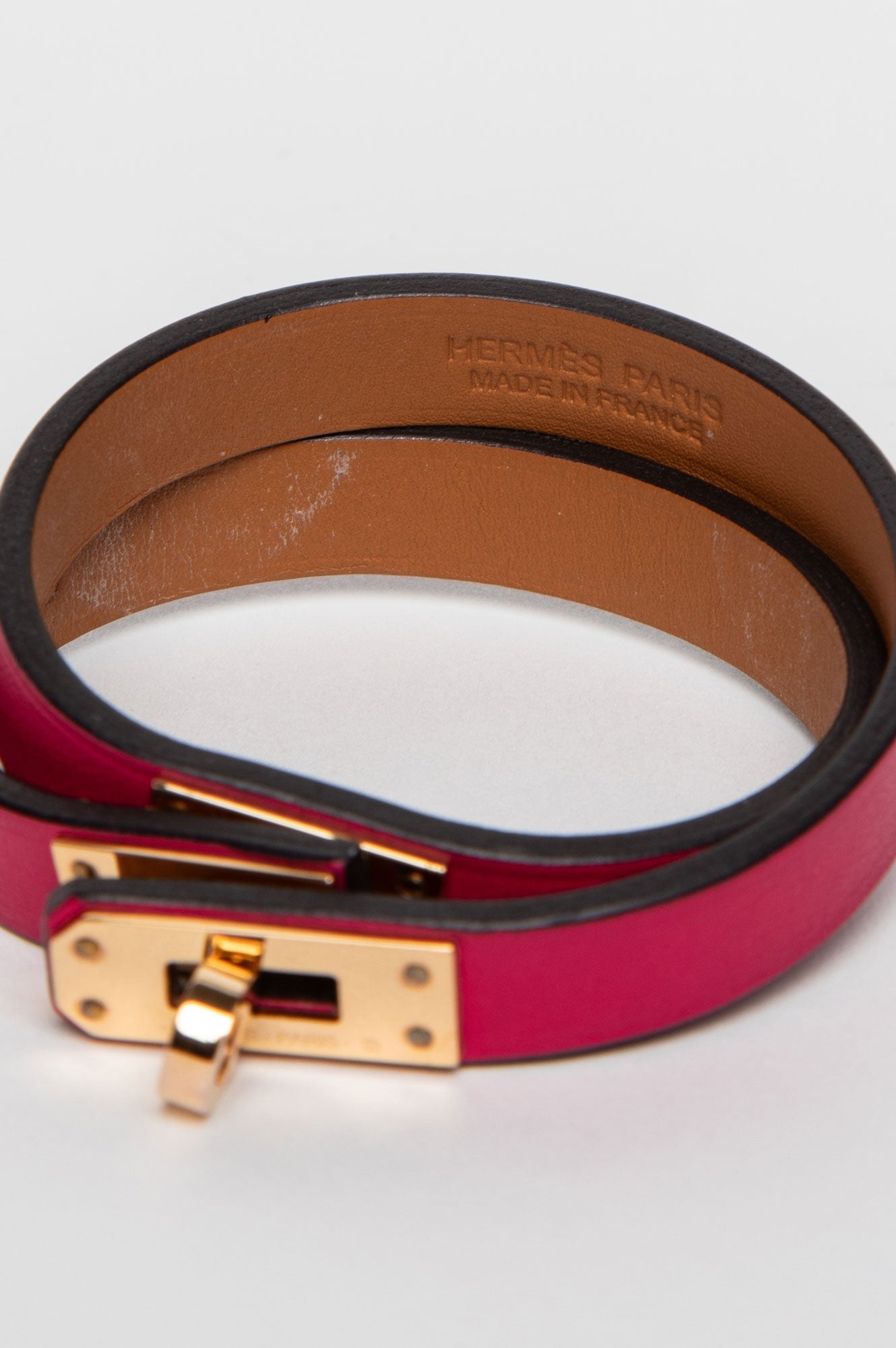 Hermès Yellow Gold Plated Framboise Mini Kelly Double Tour Bracelet T1