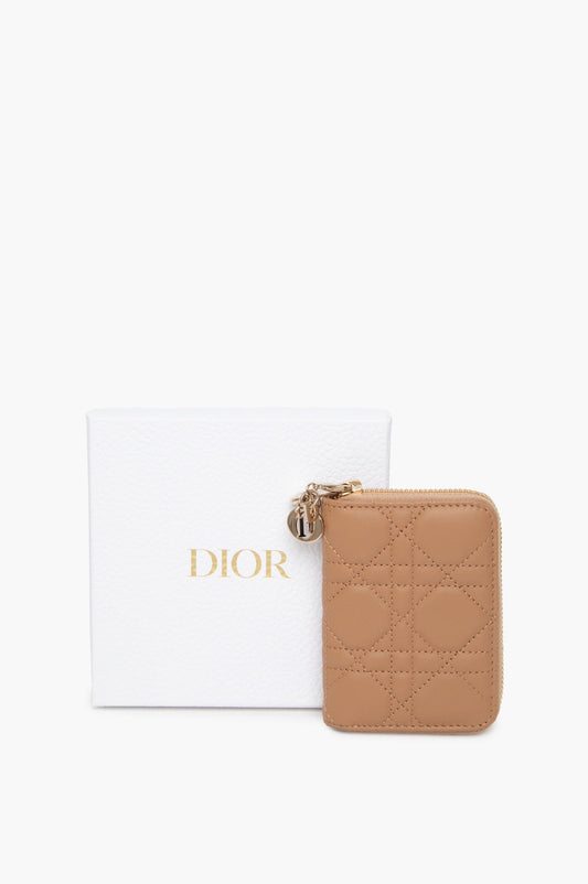 Christian Dior Sand Small Lady Dior Voyageur Coin Purse