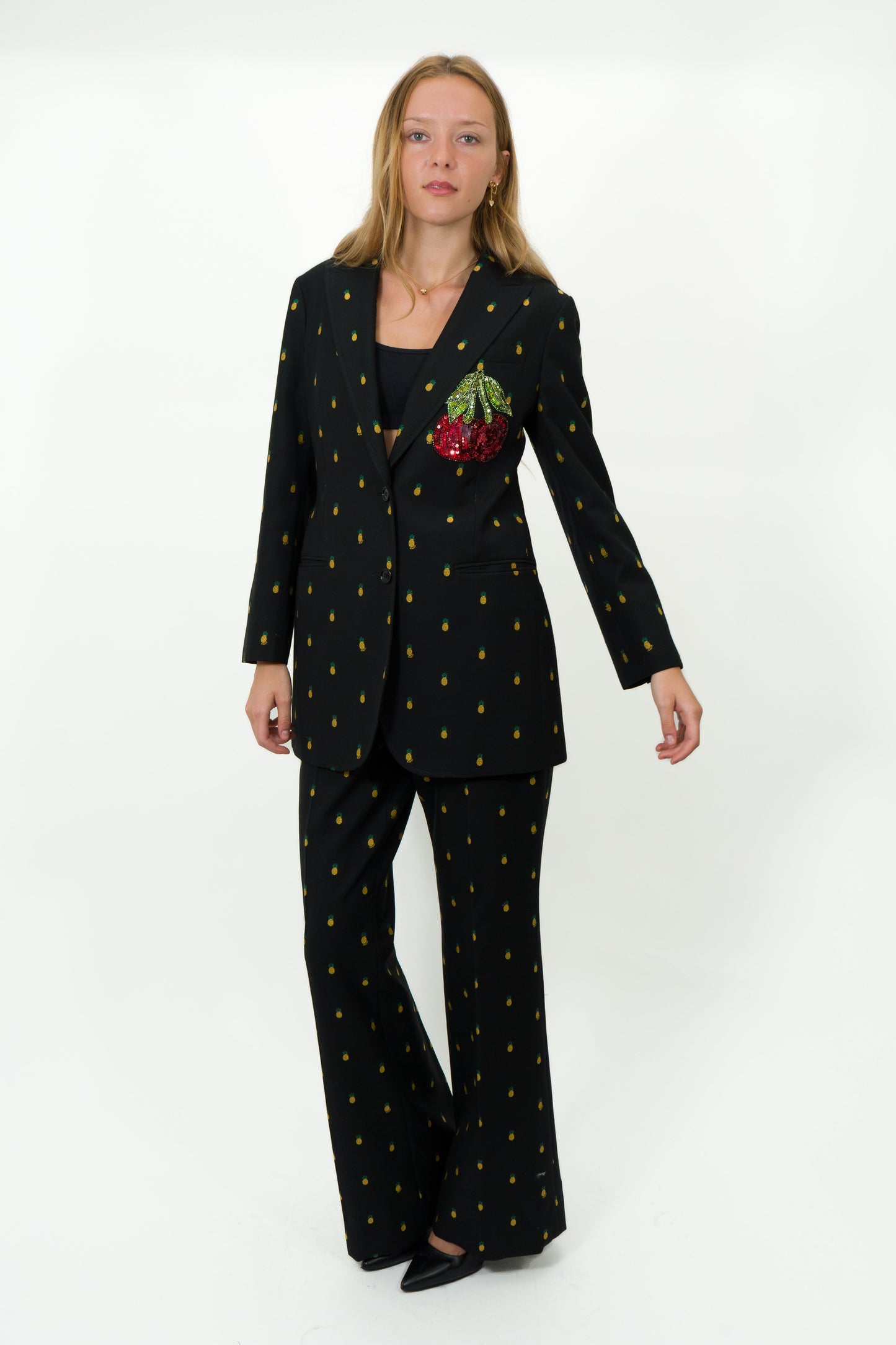 Gucci Black Pineapple Print Pants Size 44