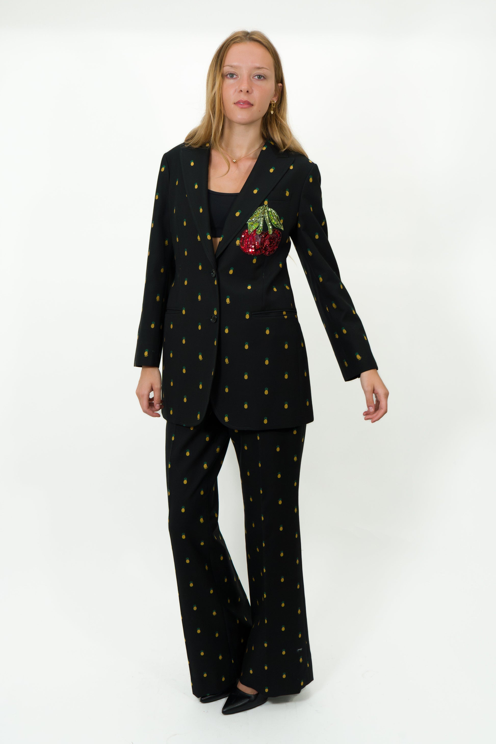 Gucci Black Pineapple Print Pants Size 44
