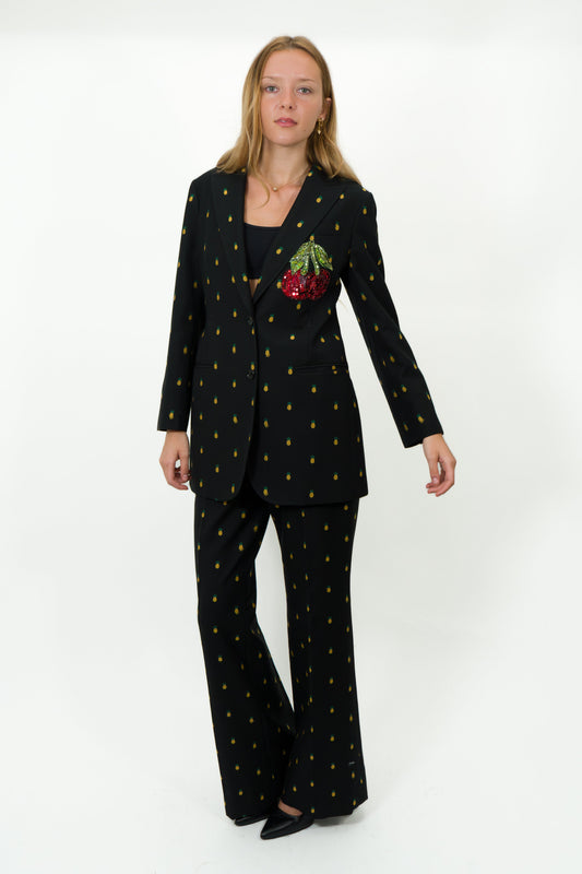 Gucci Black Pineapple Print Pants Size 44