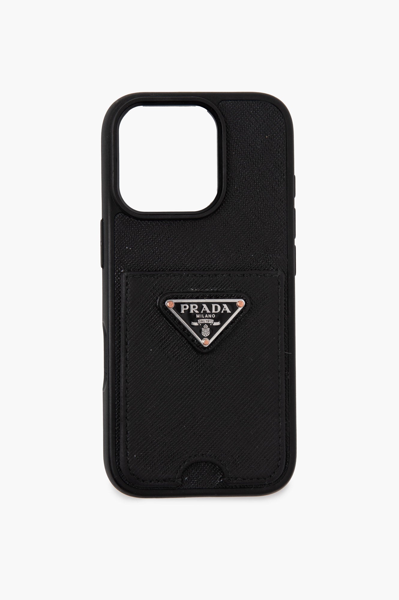 Prada Black Saffiano Leather iPhone 15 Case