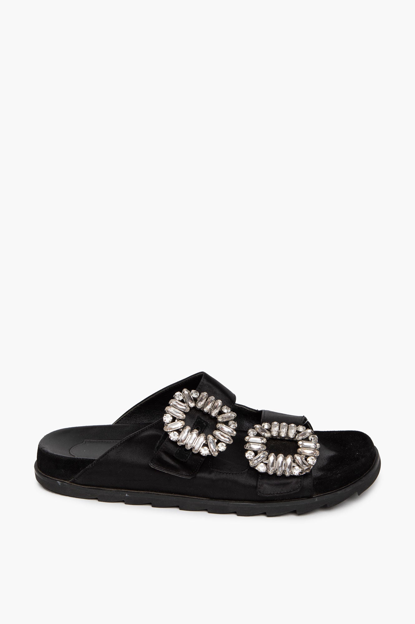 Roger Vivier Black Slidy Viv Leather Mules Size 37