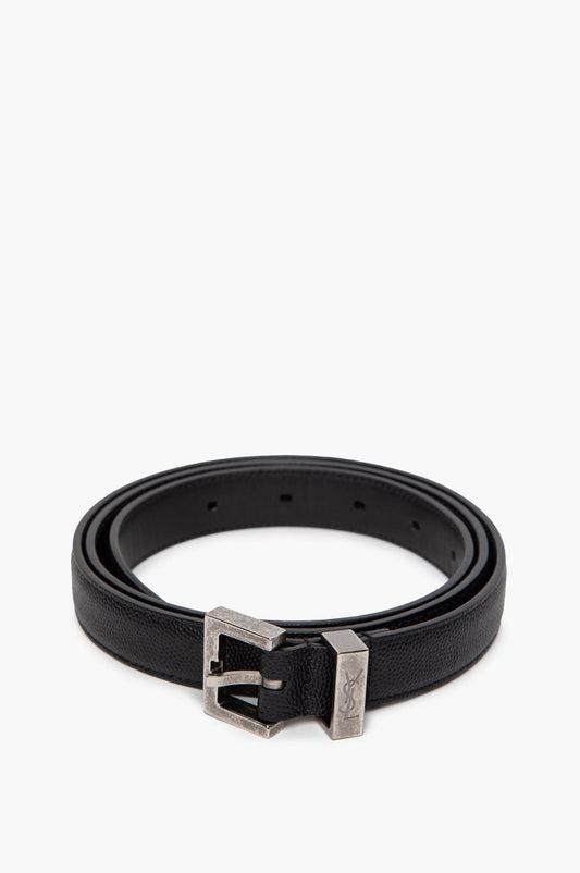 Saint Laurent Black Grained Belt Size 90