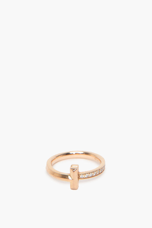 Tiffany & Co. Rose Gold Pave Diamonds T T1 Ring Size 5