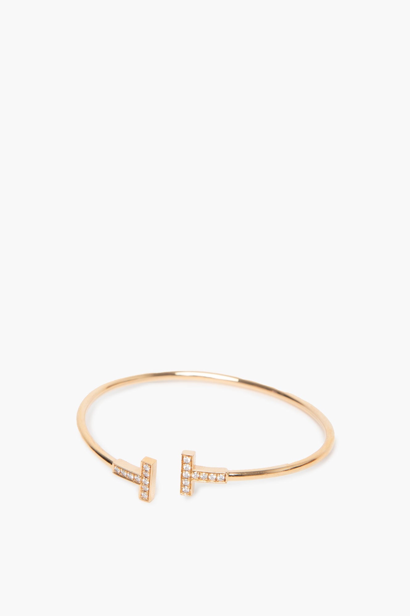Tiffany & Co. 18k Gold T Diamond Wire Bracelet Medium 6.25"