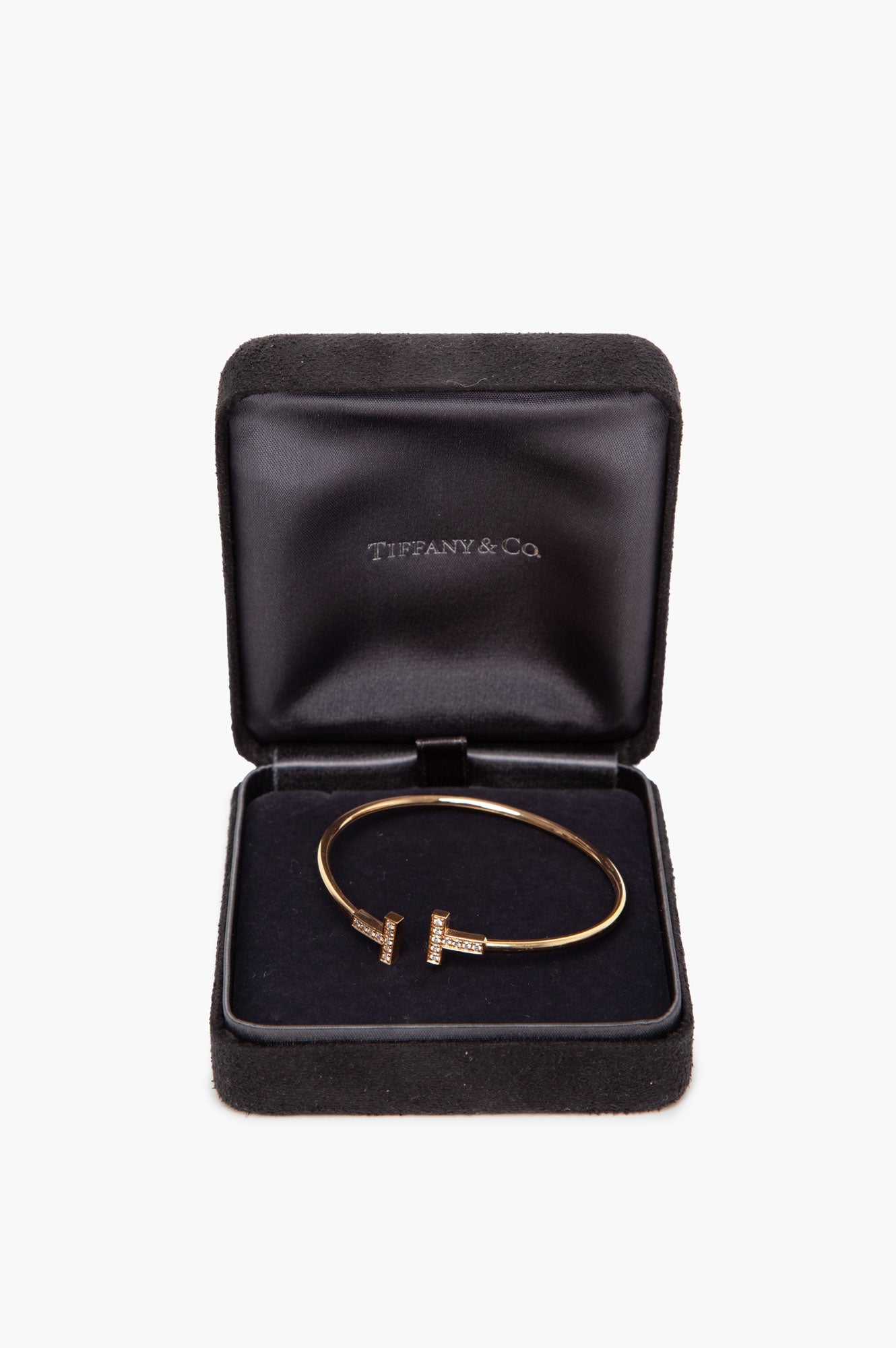 Tiffany & Co. 18k Gold T Diamond Wire Bracelet Medium 6.25"