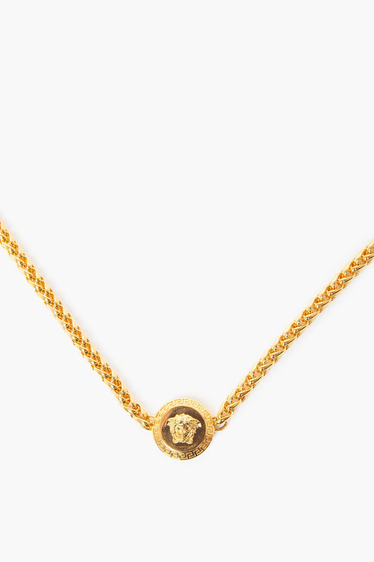 Versace Gold Tone Medusa Chain Necklace