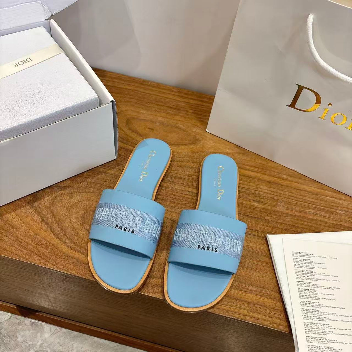 Dior Logo Embroidered Flat Slippers