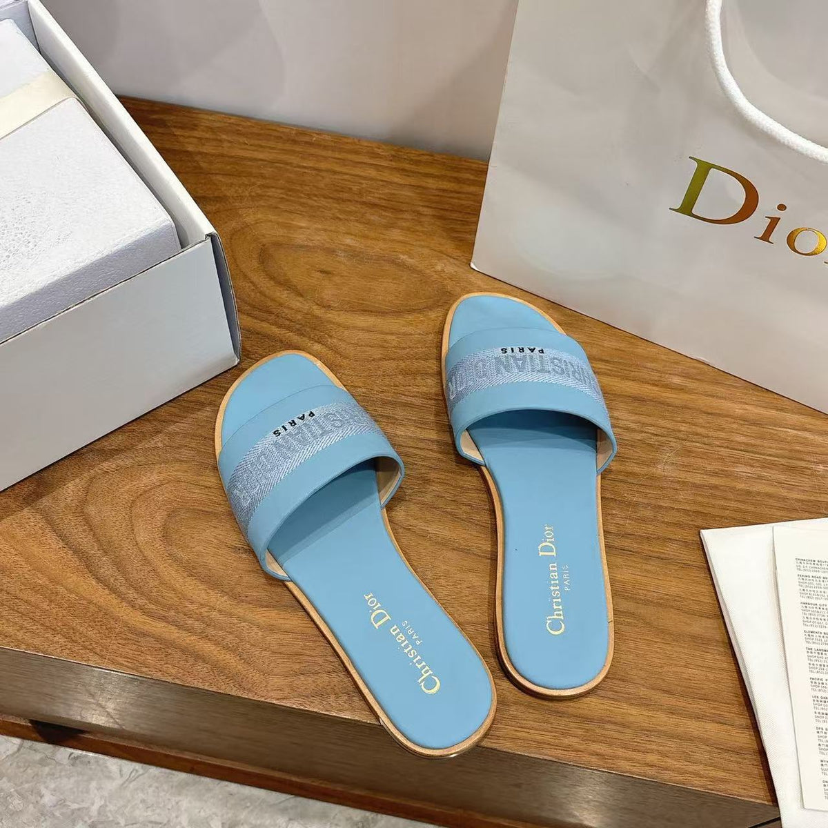 Dior Logo Embroidered Flat Slippers